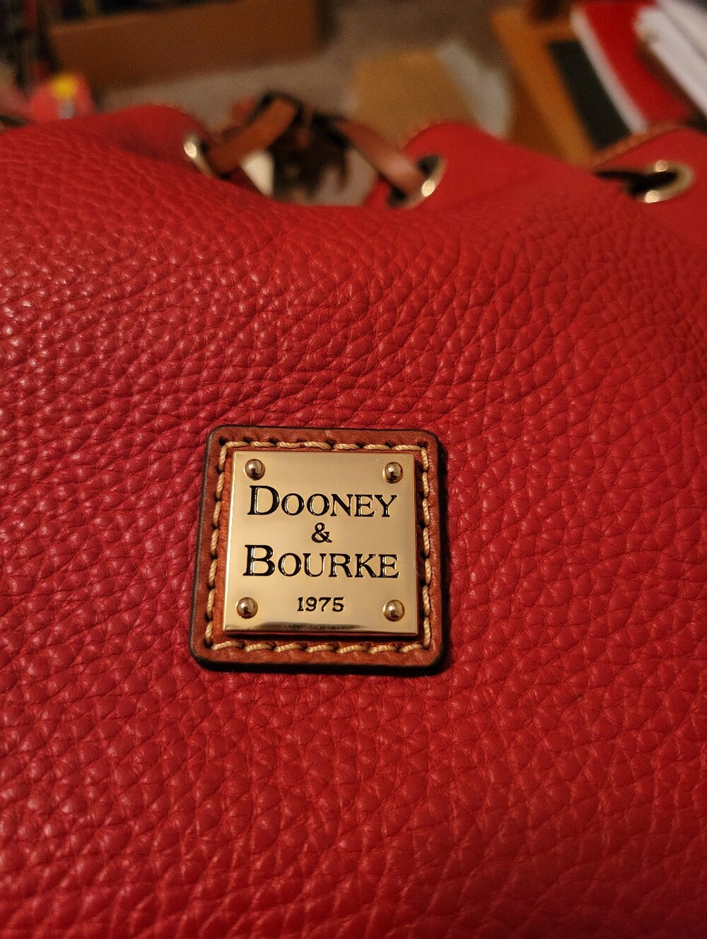 Dooney & Bourke Red Pebble Leather Aimee Drawstring Bag & Matching Wristlet - Picture 2 of 10